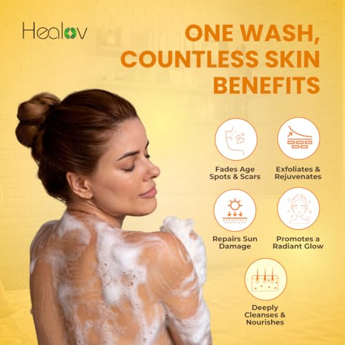 Turmeric Body Wash ? Natural Skin Brightening Soap for Dark Spots & Hyperpigmentation ? Exfoliating Turmeric Face & Body Wash for Scars, Glow & Gentle Daily Cleansing ? Plant-Based Liquid Bath Soap