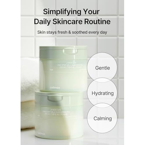 celimax One Step Mild Cleansing Pad (60pads) | Easy One-step Makeup Remover, Cleansing Water Pads, Big Size, Face Wash Cleanser, Hydrating, Soothing, Moisturizing, Korean Daily Skincare