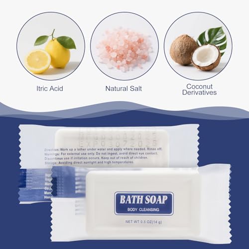 Travel Size Bars Soap in Bulk, Individually Wrapped 0.5 oz Mini Small Body Hand and Face Soaps Toiletries Amenities for Hotel, Shelter/Homeless/Nursing Home/Charity/Motel/Guest Bathroom (30)