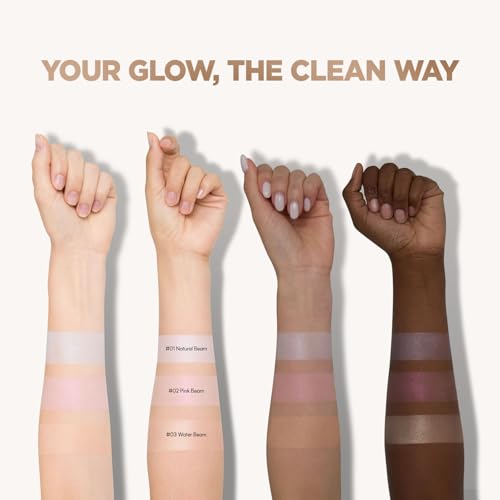 Laka Dream Beam Highlighter, 2.8g/0.09oz, Hydrating Powderwith Hyaluronic Acid & Chamomile for Radiant, Long-Lasting Glow, Glass Skin, K-Beauty (#01 Natural Beam)