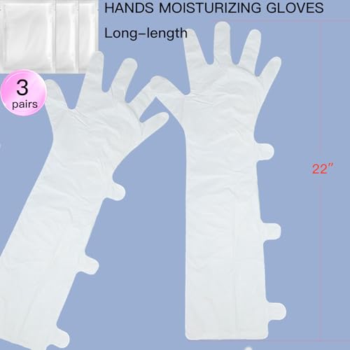 Pumei Hydrating Hand Mask - 3 Pairs Long-Length Hand Masks Moisturizing Gloves with Avocado Oil and Shea Butter for Dry Rough Skin Hand Moisturizer Gloves for Women & Men