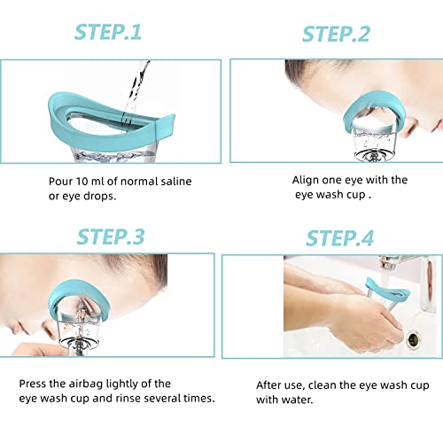 Eye Wash Cup, 2Pcs Eye Wash Bath, Silicone Eye Cup for Eye Clean with Storage Container, Eye Care Manual Pressure Eye Cleaning Cup Blue Pink for Visual Fatigue Makeup Residue