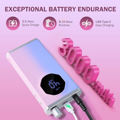 Professional Nail Drill, 40000RPM Electric Nail File for Acrylic Gel Nails Polishing Removing, Rechargeable Portable Cordless Nail Drill Kit with Full Set of Accessories at Salon Home