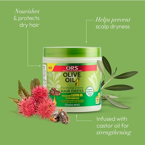 ORS Olive Oil Fortifying Cr?me Hair Dress Olive Oil Style and Curl Smooth-N-Hold Pudding - Bundle