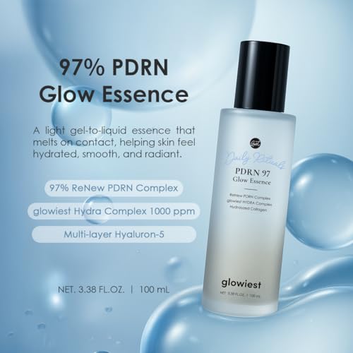 glowiest Daily Rituals PDRN 97 Glow Essence - Salmon DNA, Korean Skincare, High Concentration PDRN Glass Skin Essence, Hydrating Barrier Repair Ampoule