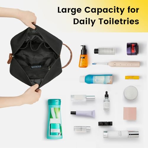 Vorspack Travel Toiletry Bag - Hanging Toiletry Bag for Men Water Resistant Canvas Shaving Bag with Large Capacity for Travel - Black (Pack of 2)