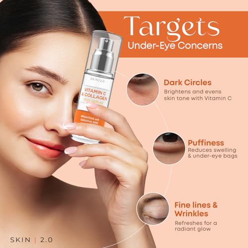 Vitamin C & Collagen Under Eye Serum ? Dermatologist Tested, Anti Aging Korean Skin Care ? Targets Dark Circles, Puffiness & Fine Lines for Smoother, Firmer Eyes ? Vegan Clean Beauty, 1 fl oz