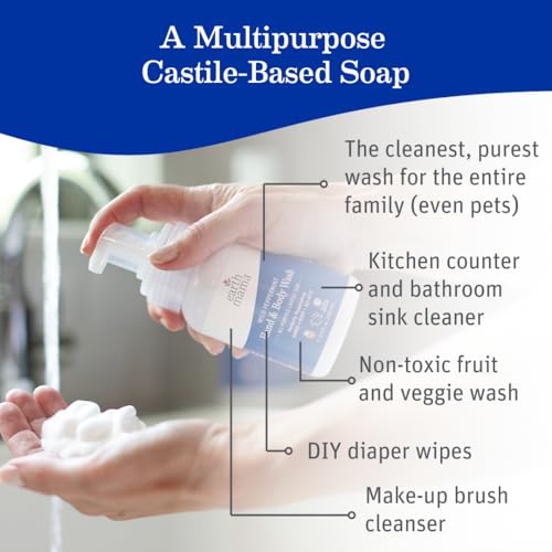 Earth Mama Wild Peppermint Hand & Body Wash | Foaming Castile Soap Liquid and Hand Soap, Made with Organic Wild Mint & Peppermint Oil, 34 fl oz (2-Pack)