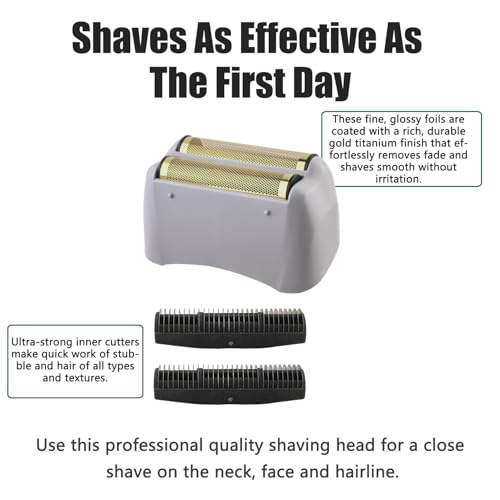 Foil Shaver Replacement Fit for Andis Model TS-1 TS-2 17150 17200 17235 Pro Foil Shaver, Replaces #17155 17160 17280 Foil and Blades -Profoil Lithium Shaver Head Parts- Hypoallergenic Gold Foil-3 Pack