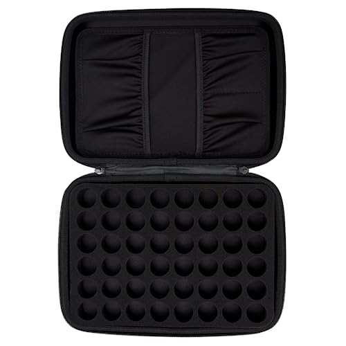 Edens Garden Essential Oil Carrying Case ? Portable Travel Organizer Holds 48 Bottles (5 ml, 10 ml & Roll-Ons) ? Hard Shell Zipper Storage Bag with Handle for Aromatherapy Accessories - Black