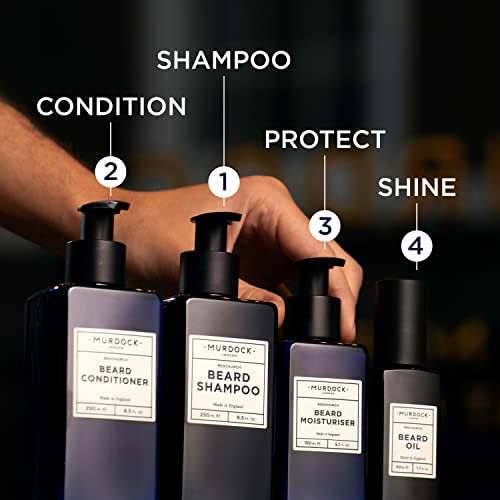 Murdock London Beard Shampoo for Men ? Sulphate-Free, pH-Balanced Natural Beard Wash for Softening, Beard-Druff Prevention & Skin Comfort ? Barber-Approved, Natural Oils for Hydration (8.5 fl. oz.)