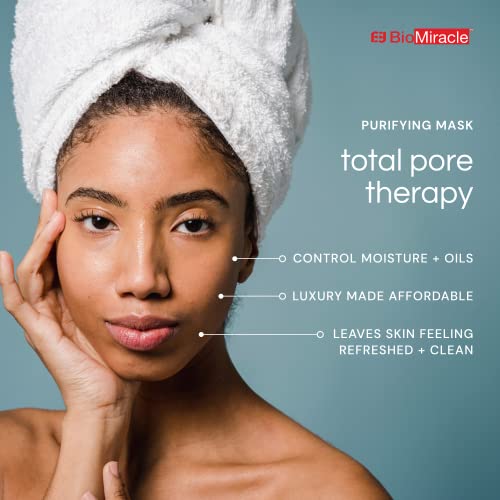 BioMiracle Total Pore Therapy Purifying Mask, Detoxifying Mask, Shrink Pores, Plant Stem Cell Treatment, Collagen Infusions, Vitamin E, (5 Pack)