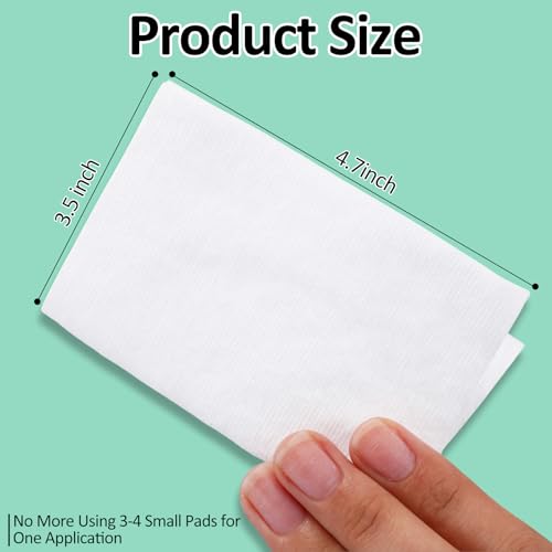6 Pack 300 Pcs Extra Large Cotton Cleansing Pads, 3.5 x 4.5'' Cotton Pad, Ultra Soft Large Facial Cleansing Square Bulk for Face Daily Skin Care Toner Makeup Remover, 50 White Square Per Bag