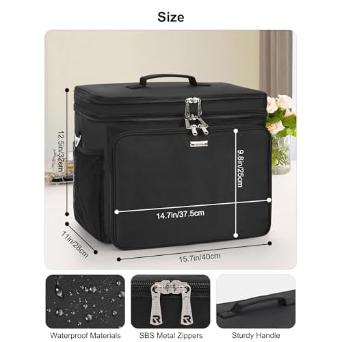 Hairstylist Travel Bag, Large Capacity Hairdressing Bag with Detachable Dividers, Professional Cosmetology Bag for Hairstylists with Dual-Layer Design, Hair Tools Organizer for Travel - Black