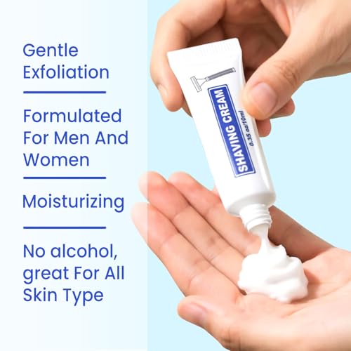 25 Pack Travel Size Shaving Cream Bulk,10ml/0.35fl oz Individually Wrapped Mini Disposable Shaving Cream in Bulk 1.2x2.8 inch Travel Size Toiletries Amenities for Guests,Homeless,Charity
