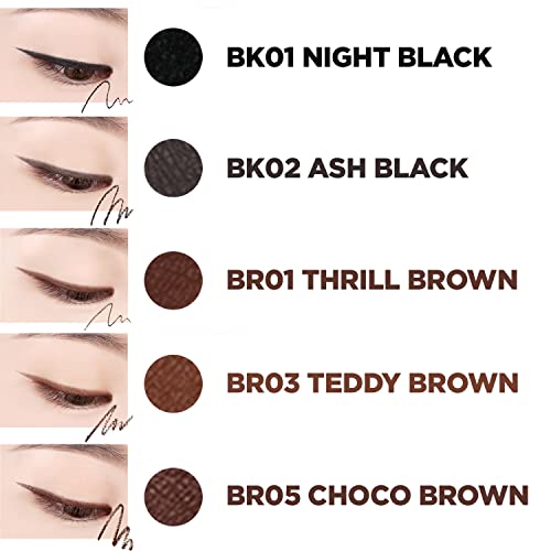 THESAEM Eco Soul Powerproof Super Slim Eyeliner - Smudge Proof Gel Eyeliner - Micro Precision Tip (2mm) - Highly Pigmented & Long-lasting Eye Makeup Glides on Smoothly, 0.1g (BR05 Choco Brown)