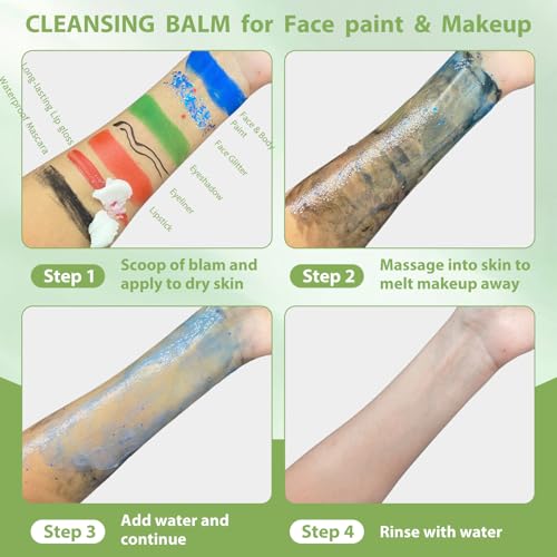 Makeup Remover Cleansing Balm,3.38Oz Deep Clear Makeup Cleansing Balm,Professional Remover for SFX, Face Paint & Glitter, Natural Gentle Moist Cleanser Cream for Face Body