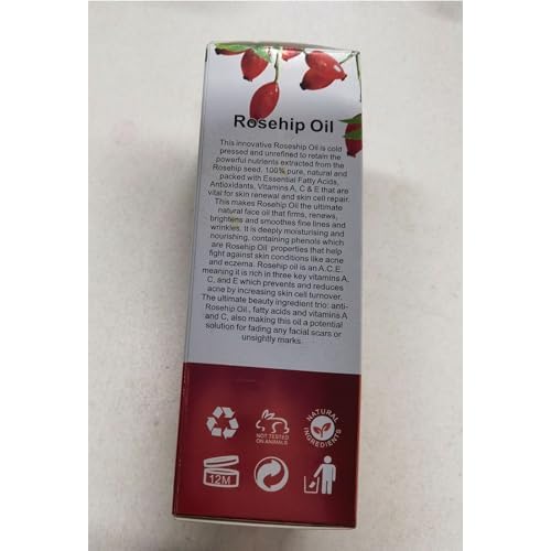 Rosehip Oil for Face, Rose Hip Oil Organic 100% Pure Cold Pressed for Anti-Aging, Nourishing Hair Care, Face & Skin (2.02 Fl Oz (Pack of 2))