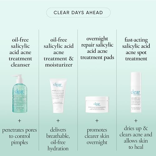 philosophy clear days ahead oil-free acne treatment & moisturizer - face moisturizer with salicylic acid - effectively reduces breakouts - 2 fl oz