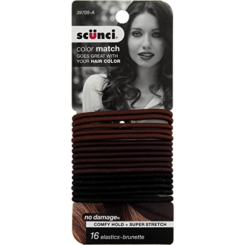 Scunci 16 Piece 3970503a048 Brunette Elastics, 0.8 Ounce