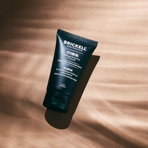 Brickell Men's Hair Styling Hair Gel For Men, Natural and Organic, All Day Hold for Glossy Style, Natural Scented, 2 Ounce