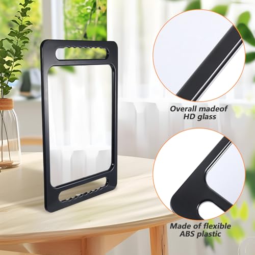 Unbreakable Portable Makeup Mirror with Double Handles Large Handheld Tray Mirror Durable Lightweight Mirrors for Beauty Salon Barbers and Stylists Ergonomic Handgrip