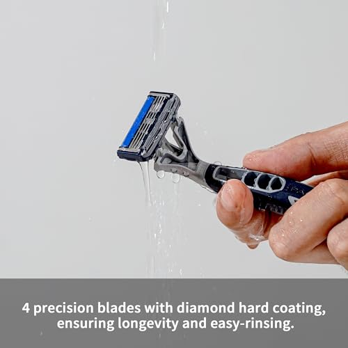DORCO Pace Pro 4 Disposable Razors, 9 pack - Long Lasting 4 Blade Technology with a Precision Trimmer, Safety Guard Bar, Pivoting Head and Non-Slip Rubber Handle (9 Razors)