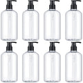 8 Pcs Plastic Pump Bottles Empty Lotion Bottle with Pump Refillable Dish Soap Dispenser Portable Hand Soap Dispenser Shampoo Lotion Container for Oil Liquid Soap(Clear,16 oz)