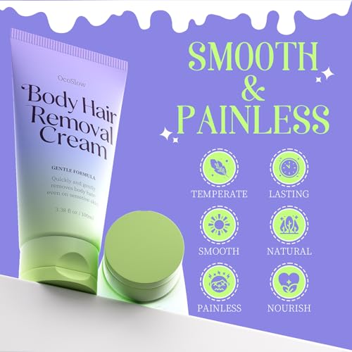 Body Hair Removal Cream with Spatula Applicator, Hydrateology Facial Hair Removal Cream for Women, Gentle Formula for Sensitive Skin, Long-Lasting Smooth Skin - 100ml