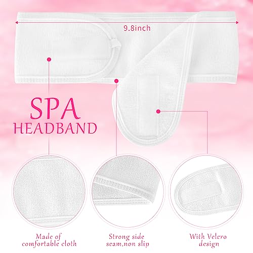 DOSTATNI Esthetician Supplies for Facials set 15 Pieces Esthetic Sponges 4 Facial Brushes Headbands Bowls Supplies, Pink,White