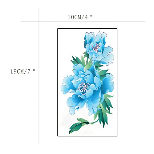 Arm Temporary Tattoos Blue Flower Sexy Transfer Body Art Tattoos for Women 5 Sheets