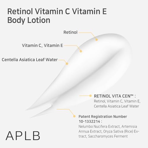 APLB Retinol Vitamin C Vitamin E Body Lotion | RETINOL VITA CEN¢â 9.3% 10.14 FL.OZ/Korean Skincare, Long lasting hydration, Wrinkle Care, Revitalize for gentle and improve skin texture