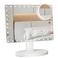 FUNTOUCH Large Lighted Makeup Mirror with Lights, Light Up Mirror with Small 10x Magnification for Desk, 360¡ÆRotation Touch Screen,Brightness Adjustable Tabletop Cosmetic Vanity Make Up Mirror