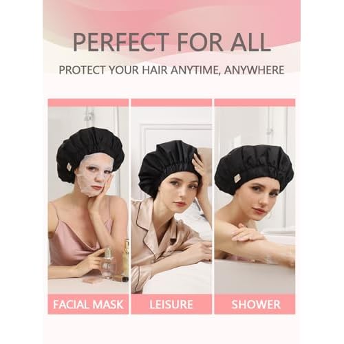 Years calm Heat Cap For Deep Conditioning Shower Cap£¬Reusable Three-Layer Structure Waterproof Hair Cap ? Applicable Tofor Bathing, Hair Care, And Other Uses (Black, One Size)