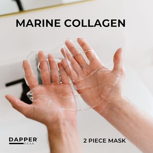 Mens Revival Mask|2pc Hydrating Hydrogel Mens Face Mask with Hydrolyzed Marine Collagen, Vitamin E, Hyaluronic Acid, Aloe|Oversized, Beard-Friendly Sheet Mask for Men| Relaxing Collagen Face Mask