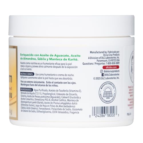 De La Cruz Vitamin E Cream Moisturizer for Face and Neck - Moisturizing Skin Care for All Skin Types - Made in USA - 4 OZ. (6 Pack)