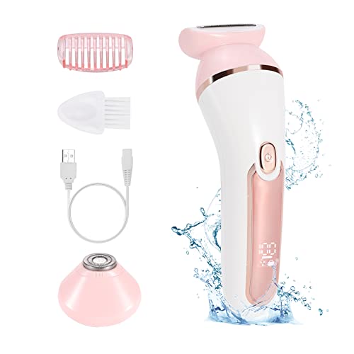 YHC Electric Razor for Women ? 2-in-1 Waterproof Cordless Shaver for Legs, Underarms, Face & Bikini, Hypoallergenic Blades, Wet & Dry Use, USB Rechargeable (Pink).