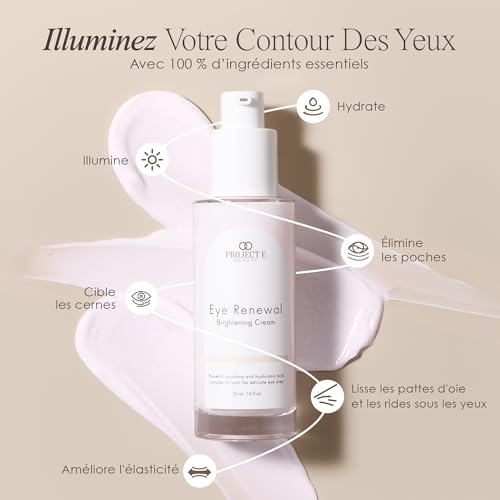 Project E Beauty Eye Renewal Brightening Cream Advanced Anti-Aging Under Eye Cream | Visibly Reduces Wrinkles, Puffiness & Dark Circles | Intensive Hydration | Illuminates & Firms | 1.6 fl. oz.