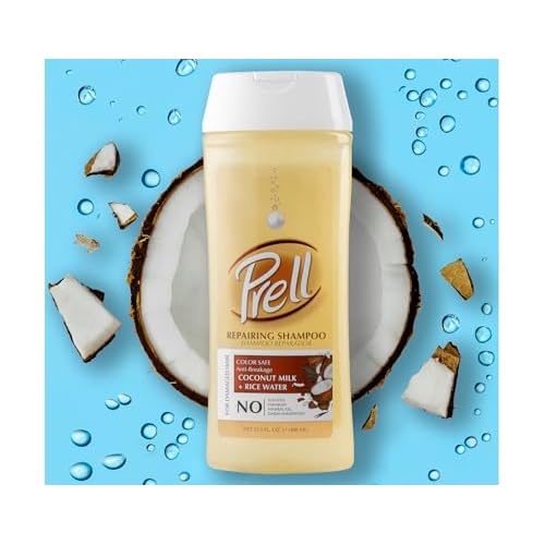 Prell Coconut Milk + Rice Watercolor Safe Anti-Breakage Repairing Shampoo for Damaged Hair, 13.5 fl.oz