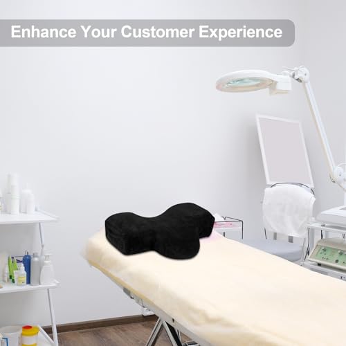 IMENE Lash Pillow for Lash Extensions- Memory Foam Lash Pillows with Neck and Back Support, Ergonomic Lash Bed Pillow with Velvet Pillowcase and Lash Organizer Pockets£¨Black£©