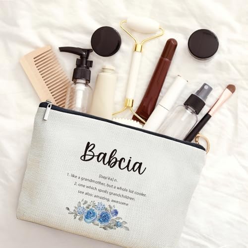 Babcia Gifts Makeup Bag, Best Babcia Gifts for Christmas from Grandkids Cosmetic Bag for Women, Grandma Gift from Granddaughter Grandson Toiletry Bags Zipper Makeup Pouch