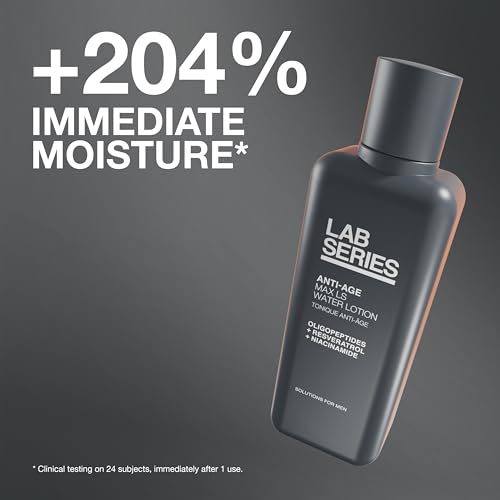 Lab Series Men's Max LS Water Lotion Toner - Moisturizing Essence Face Toner with Hyaluronic Acid and Caffeine - Skin Care for Men, 6.7 Fl Oz