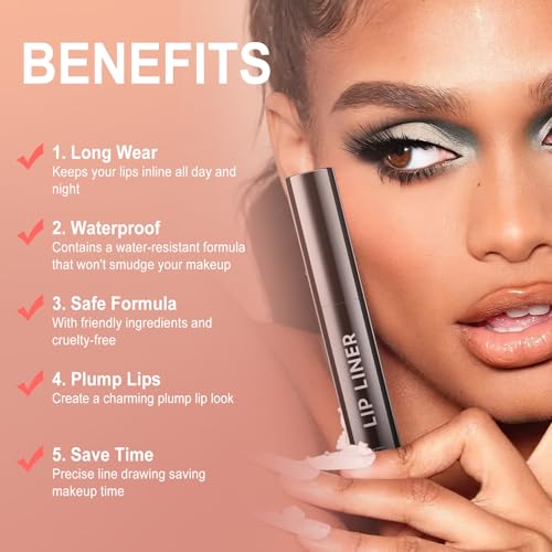 OETUIOW Lip Stain, Lip Liner Stain, Peel Off Lip Liner Tattoo, Long Lasting Lip Stain Waterproof for Women Girls All Skin Types, Transfer-Proof & Natural (Black)