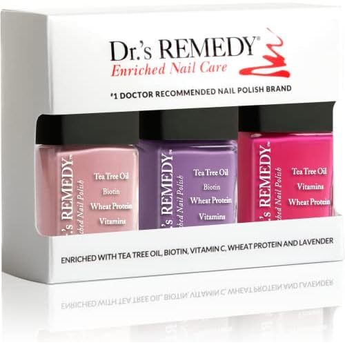 Dr¡¯s Remedy 3 Pack Nail Polish Kit - Hop To It, Be Hopeful Trio - Non Toxic and Organic All Natural Enriched Nail Strengthener - HOPEFUL Hot Pink/RESILIENT Rose/AMITY Amethyst