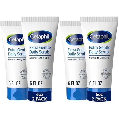 Exfoliating Face Wash,Extra Gentle Daily Face Scrub,Gently Exfoliates & Cleanses,For All Skin Types,Non-Irritating & Hypoallergenic,Suitable For Sensitive Skin,6 Fl Oz,(Pack of 4)