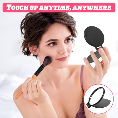 80Pcs Mini Folding Mirror for Purse, Round Makeup Mirror Portable Pocket Compact Travel Small Mirrors Mini Gifts for Women Adult Coworker Friends Halloween Christmas (2.5Inch, Black)