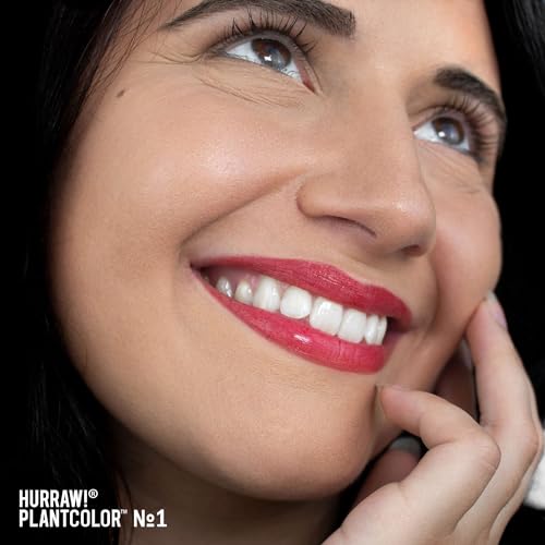 Hurraw! Plantcolor Lip Color No. 1: Red shade. Highly pigmented tinted balm and lipstick alternative. Vegan and all-natural. Easy application. Buildable. First of its kind. Made in USA