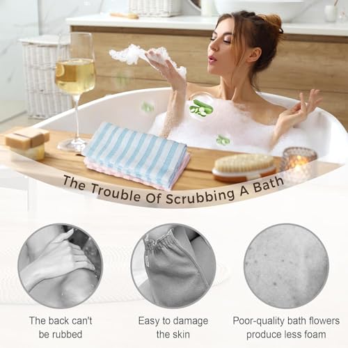 Exfoliating Shower Towel, 2-in-1 Towel, Premium Scrub Wash Cloth for Body Face, Exfoliating Towels-Body Scrubber with 2 Sides for All Skin Types (Black)