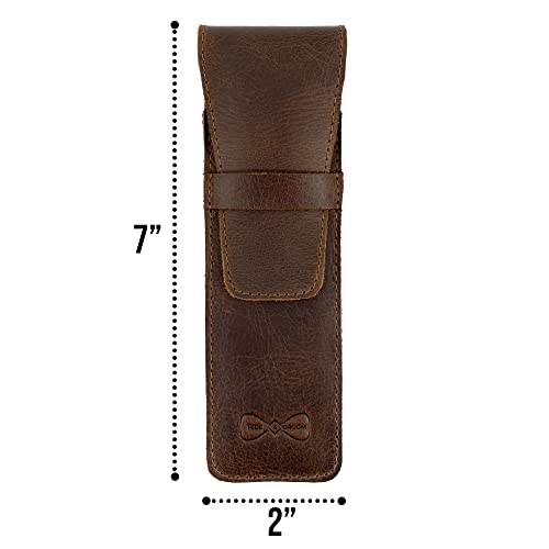 Hide & Groom, Razor Case Handmade from Full Grain Leather - Protector Case, Barber Razor Sheath, Shaving Accessories, Personal Care Essentials - Bourbon Brown