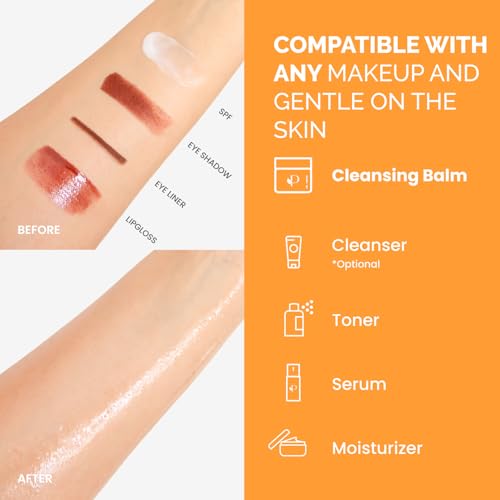 PLANTIFIQUE Korean Cleansing Balm Makeup Remover with Mango & Papaya Extracts, Hyaluronic Acid and Ceramide - Nourishing Melting Cleanser for All Skin Types 1.41 oz / 40 g (Pack of 2)